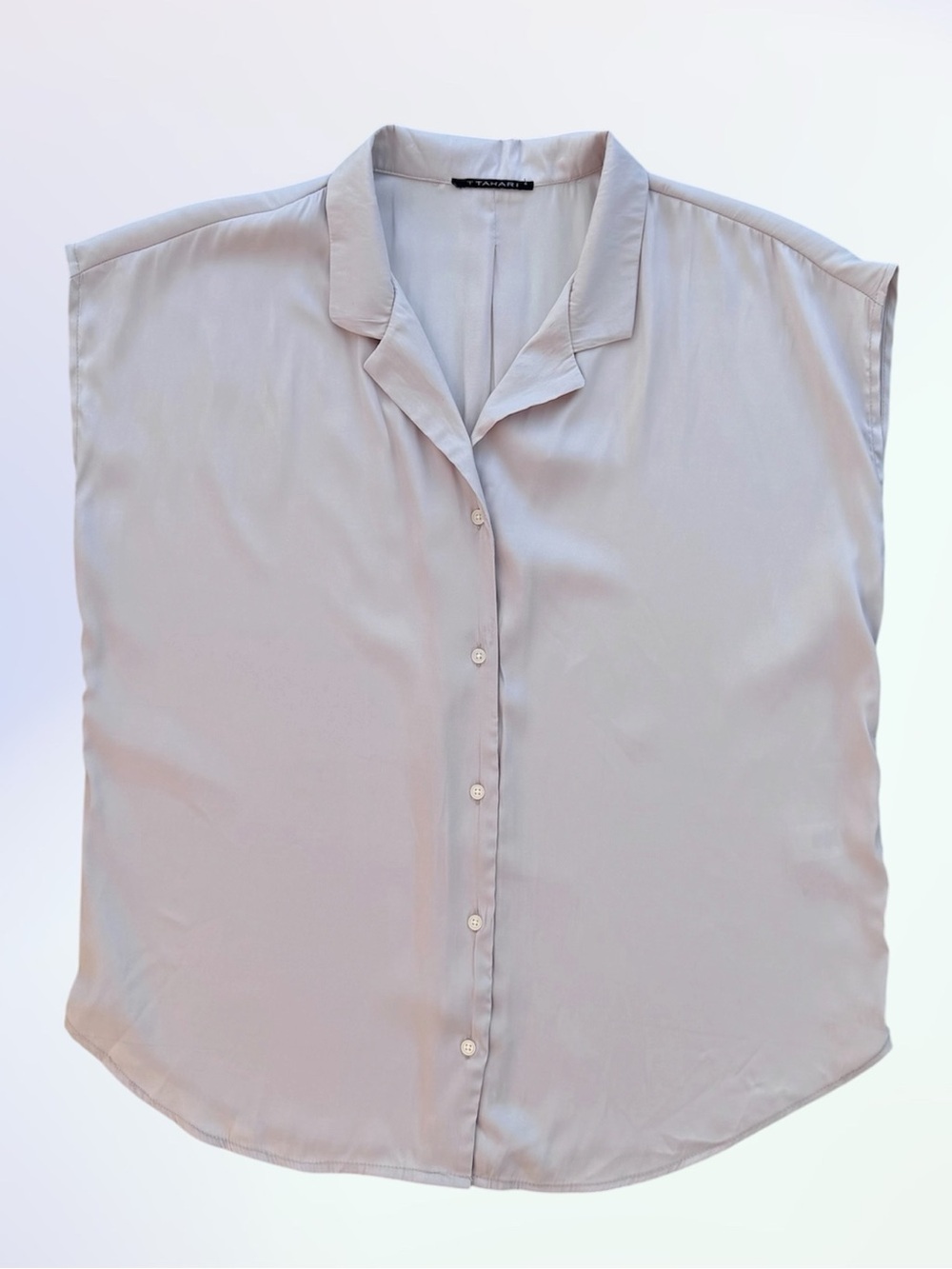 T Tahari Pale Pink Feminine Silky Sleeveless Button Front Blouse ~ Women’s XL